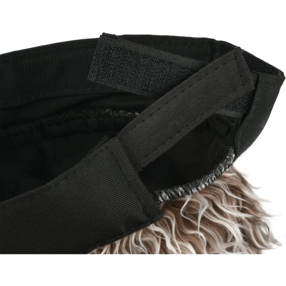 Men No Brim Black and Brown Adjustable Visor Hat with Spiked Wig Fake Hair Visor - Picture 5 of 5